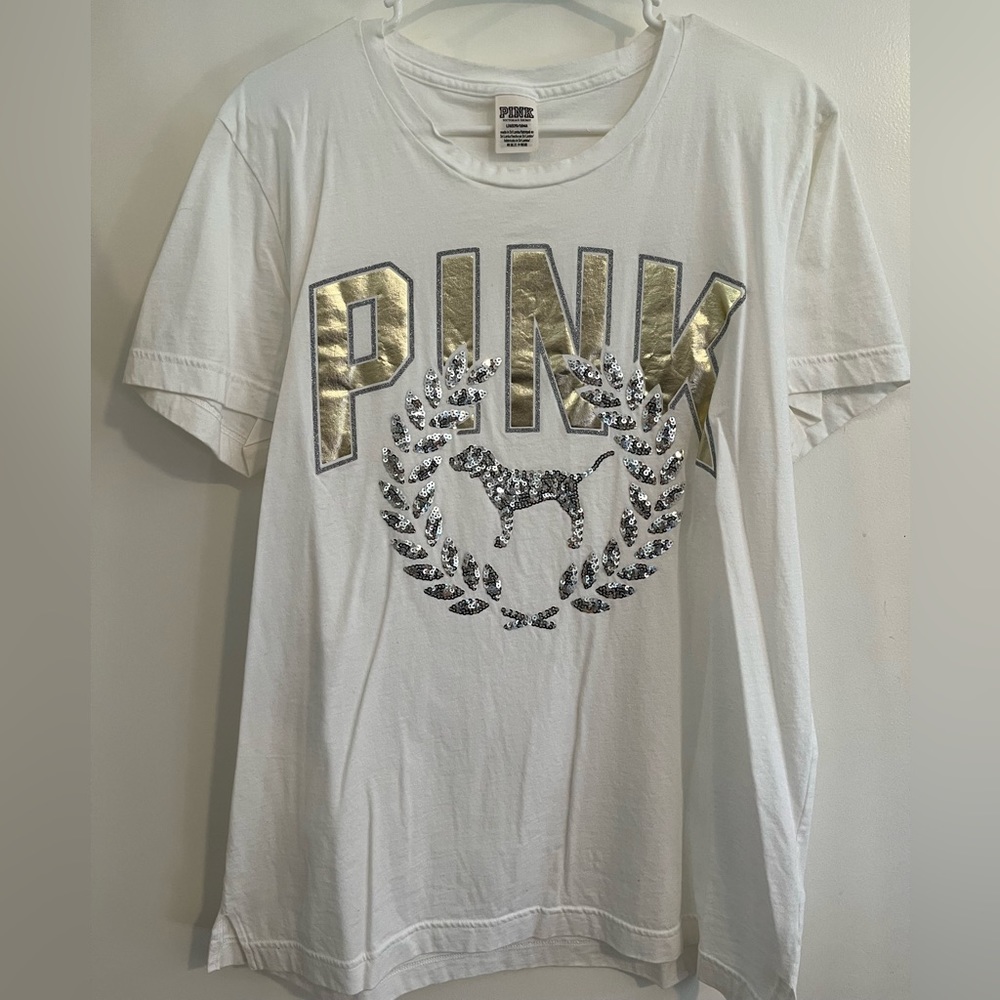 Women’s L Pink Victoria’s Secret Sparkly Tee